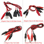 Alligator Cilps to USB/Banana Plug Test Cable Lead Jumper Wire  Male Female DC 5.5x2.1 Crocodile Clip Probe Power Supply Adapter