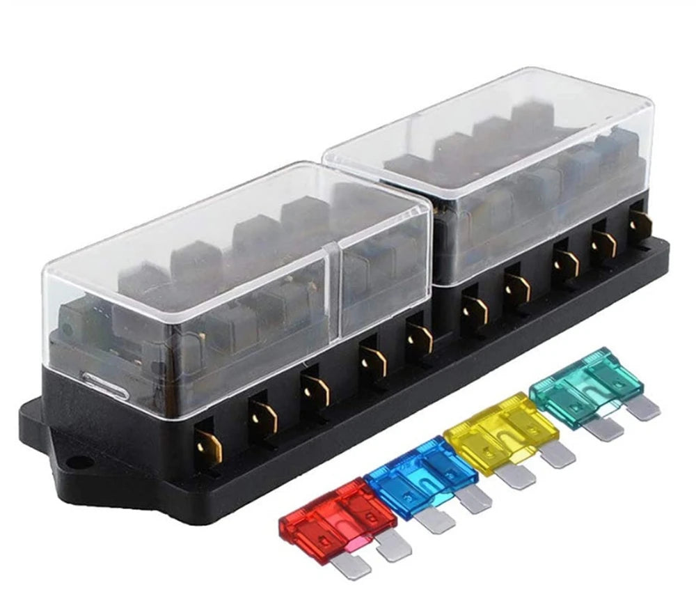 4/6/8/10/12 Way Car Fuse Holder Car Fuse Box Truck Auto Blade  with 4/6/8/10/12 Fuses for 12V 32V ATO Standard Circuit