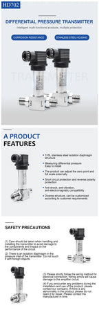 Waterproof Pressure Sensor With 0.1~6 Mpa Test Range 0.5% Accuracy and Diffused Silicon Core Differential Pressure Sensor