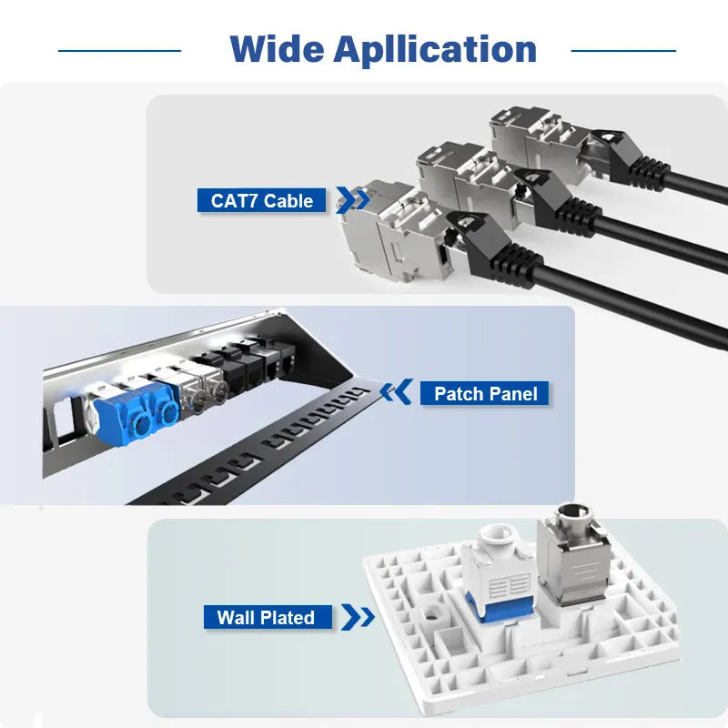 ZoeRax RJ45 Cat8 Cat7 Cat6A Shielded Keystone Jacks, RJ45 STP Tool-Less Type Zinc Alloy Module Shielded Keystone Jack Adapter