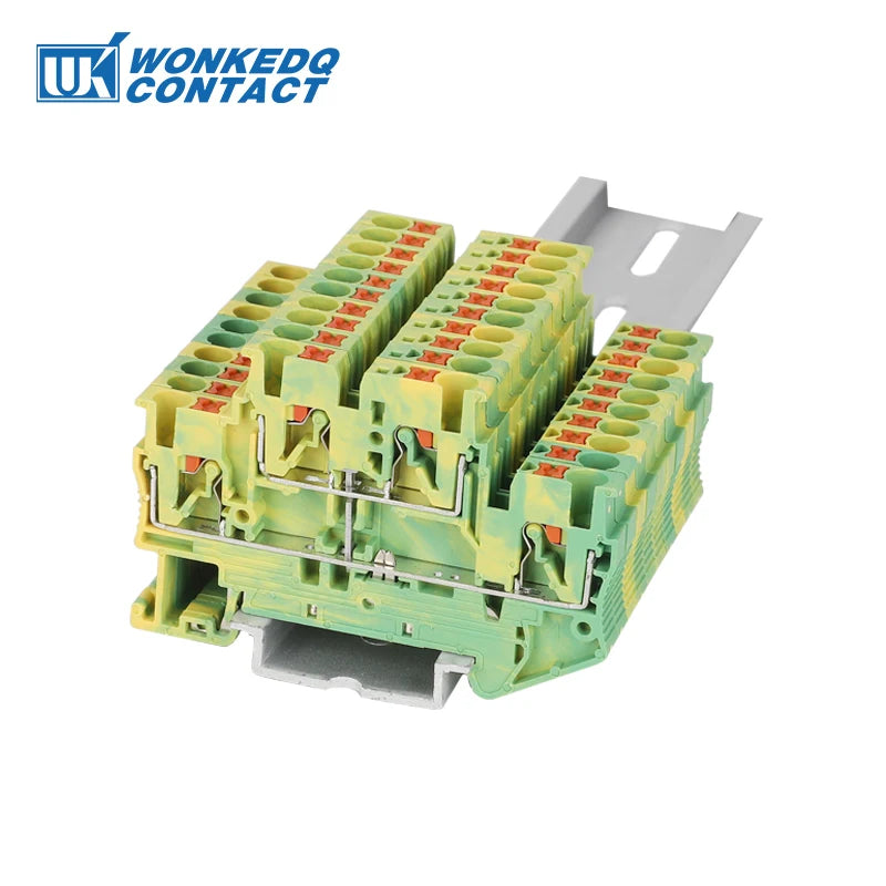 10Pcs PTTB 2.5 Push-in Double Level Din Rail Terminal Block 2 Layer 2.5mm² Plug Electrical Wire Connector PTTB2.5