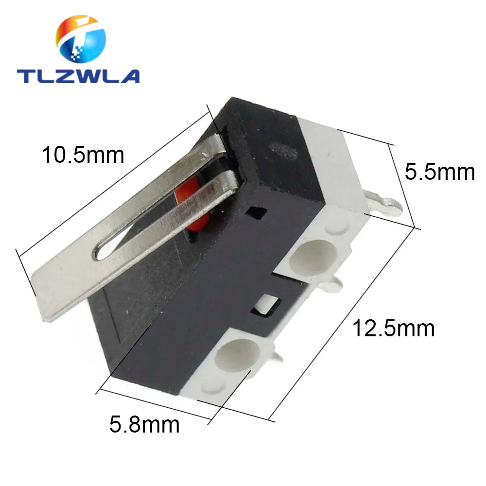 100Pcs Limit Switch Push Button Switch 1A 125V AC Mouse Switch 3Pins Micro Switch