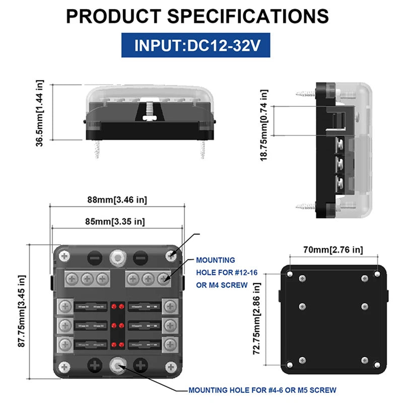 Universal 12 Ways 6 Ways Blade Fuse Block 12V 32V Car Fuse Holder Box Marine Auto Fuse Connector Switch With LED Indicator Light