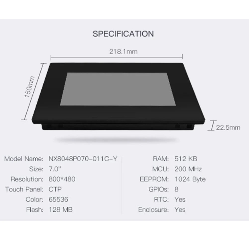 NEXTION 7 Inch  Intelligent Resistive/Capacitive LCD Touch Display NX8048P070-011C/R-Y Multifunction HMI Module With Enclosure