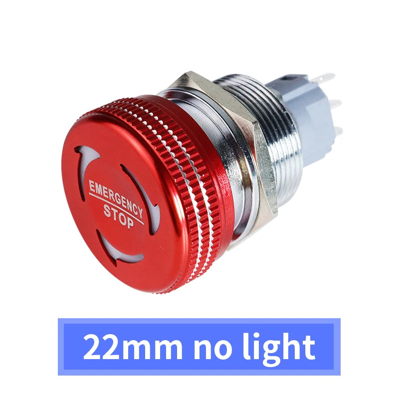 Metal Emergency Stop Switch 16MM 19MM 22MM E-stop Button Rotary Push-pull Emergency Stop Button with LED light 220V 24V 12V
