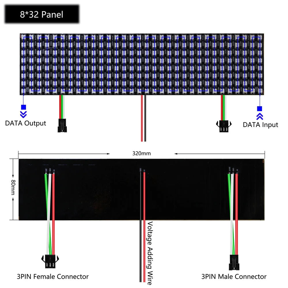 WS2812B RGB LED Digital Flexible Individually Addressable Panel Light WS2812 8x8 16x16 8x32 Module Matrix Screen DC5V