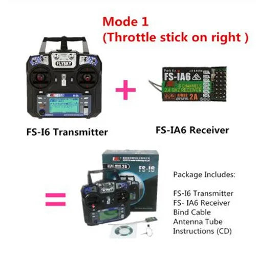 Newest Flysky FS-i6 FS I6 2.4G 6ch RC Transmitter Controller FS-iA6  Receiver For RC Helicopter Plane Quadcopter Glider