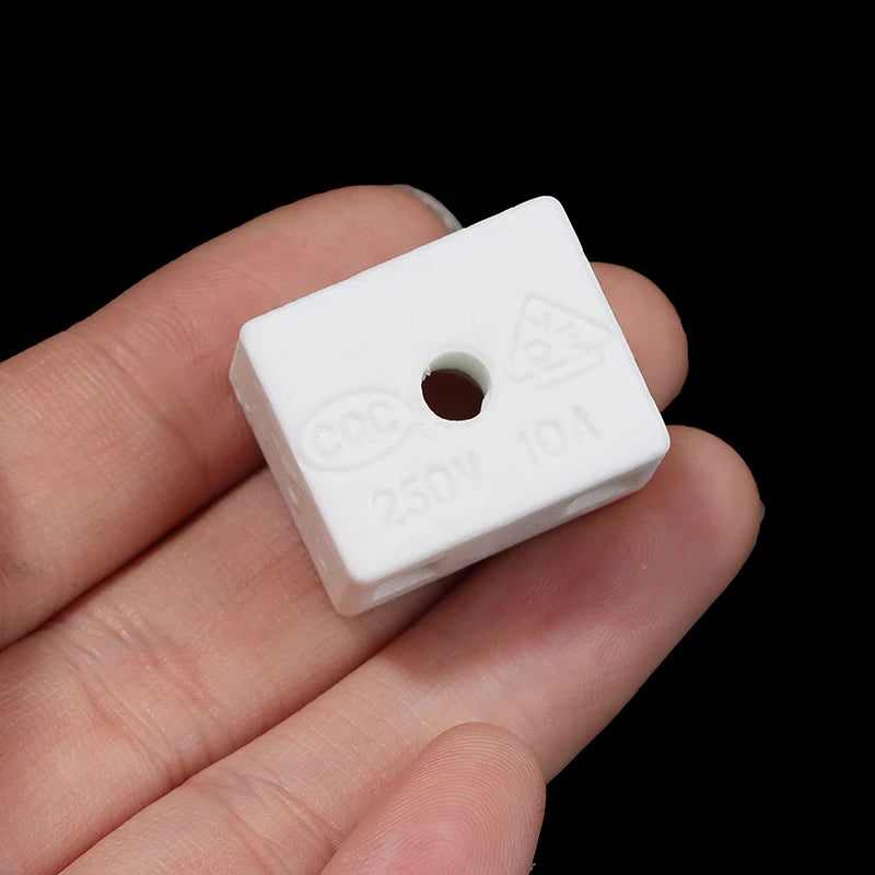 5PCS /Lot 2 Postion 5 Hole Ceramic Wiring Terminal Block High Frequency Porcelain Dual Row Wire Connector