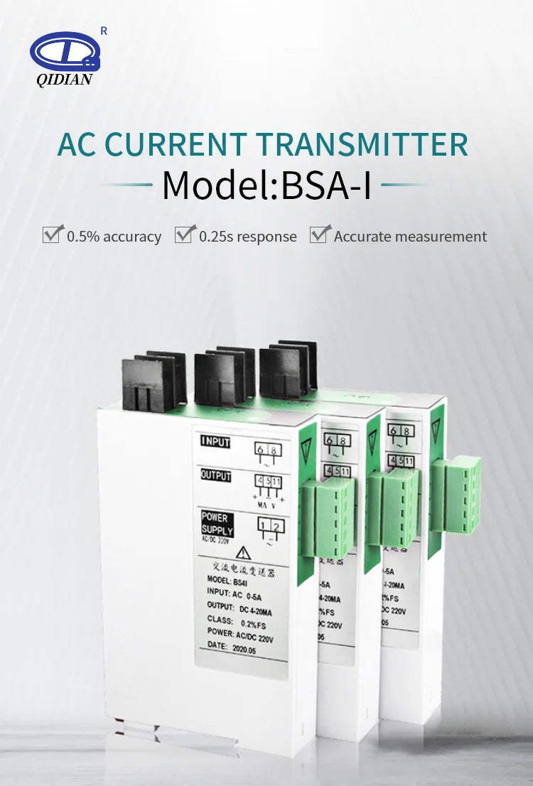 AC 0-1A 2A 5A 10A Current Transmitter 4-20mA 0-5V RS485  Output AC Current Transducer