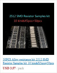 50pcs/lot 3296W Series 500R 1K 2K 5K 10K 20K 50K 100K 200K 1M Multi-turn Potentiometer 10K Variable Resistors with Box Set