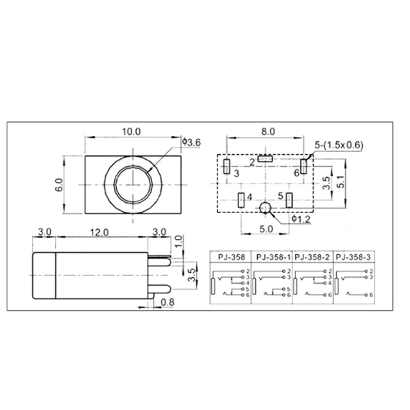5PCS 3.5MM Headphone Jack Audio Video Female Dual Channel Stereo Jack Socket Stereo Solder Panel Mount PJ313 PJ320 PJ325 PJ326
