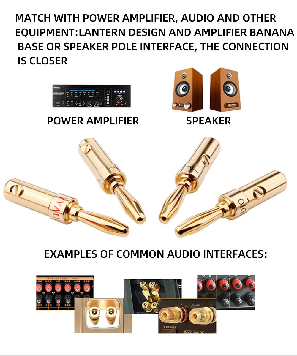 Banana Plug 4mm Alloy Gilding Banana Plugs for Speaker Cable Wire Banana Connector Adapter 8pcs Speaker Banana Plug Adapter