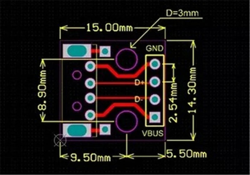 Type A USB Male To DIP 2.54MM PCB Board Power Supply DIY Adapter Converter Module 4 pin