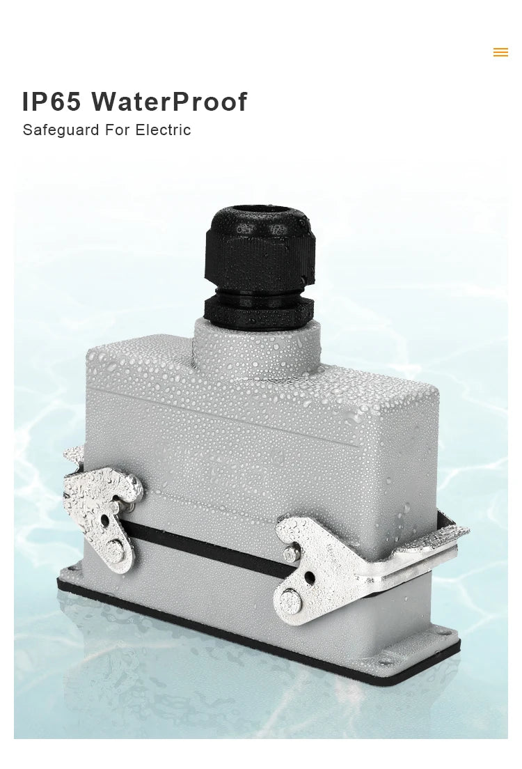 HDC HE Heavy Duty Connector 6/10/16/24/32/48 Core Pin Top/Side Outlet Aviation Plug Rectangular Waterproof Electrical Wiring