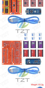 TZT 1SET 3DV4 CNC Shield V4 + Nano 3.0 + 3pcs DRV8825 or A4988  Reprap Stepper Drivers Set For  Arduino