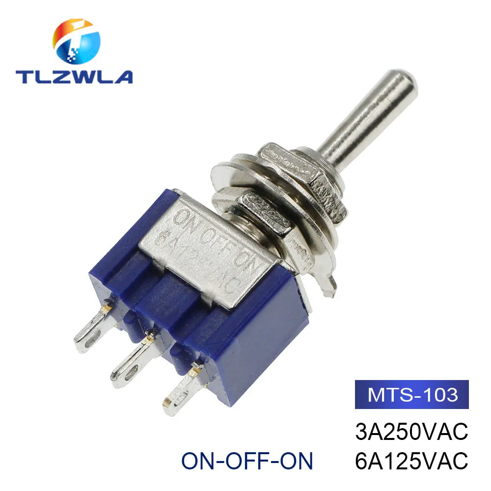 100PCS Toggle Switch SPDT DPDT Rocker Switch MTS 5A 6A 125V Self-Reset Switch 3A 250 AC 3 6PIN ON-ON ON-OFF-ON Starting Switch