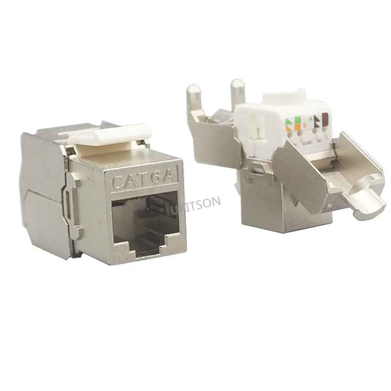 Keystone CAT 6A RJ45 Shielded FTP Zinc Alloy Slot CAT.6A Jack Modules CAT6A LAN Coupler Socket For 10GB Network