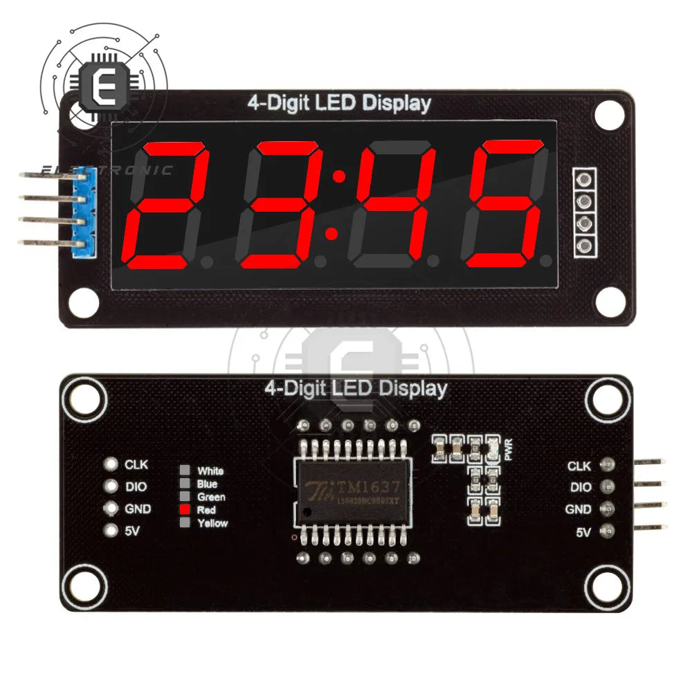 0.56inch TM1637 4-Digit LED Digital Display Tube Decimal 7-Segments Available in Multiple Colors