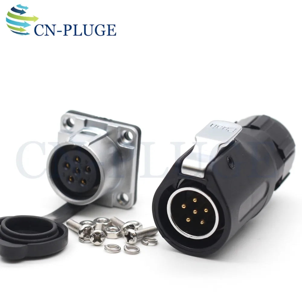 XHP20, IP67 2 3 4 5 67 8 9 10 12-Pin Waterproof Electrical Connector, 20mm Aviation Square Panel Mounting Male Plug