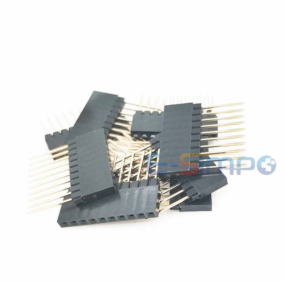 10pcs 2.54mm PC104 Industrial Square Pin Single Row 1X6P/8P/10P/40P Straight PH11mm Pin L12mm Gold PCB Female Header Connector