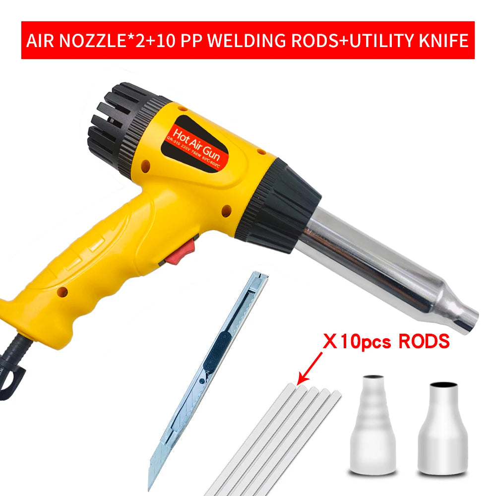 750W Electric Hot Air Gun Heat Gun Temperature Adjustable Welding Gun Auto Plastic Pipe melting Welding Repair Tool 600C
