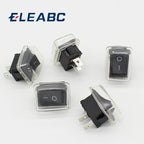 5Pcs/Lot Black Push Button Mini Switch 6A-10A 110V 250V 2Pin Snap-in On/Off Rocker Switch 21MM*15MM with Waterproof Cover Black