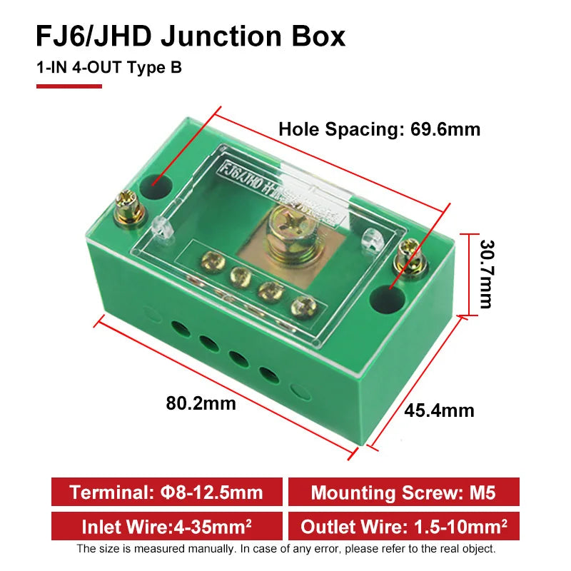 FJ6/JHD Junction Box Unipolar Splitter 1-IN Multiple-OUT Metering Wire Connector Single-Phase Terminal Block Distribution Box