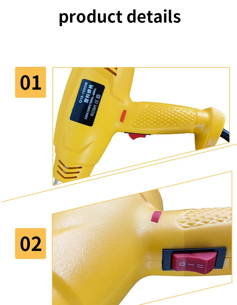 750W hot air gun Heat Gun Adjustable temperature welding gun Auto plastic pipe welding repair tool 100-600 degrees