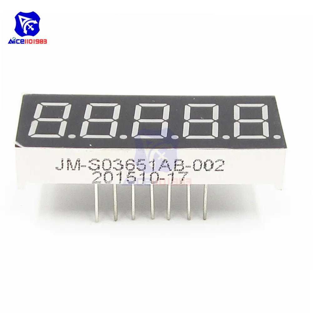 diyamore 0.36 inch 5 Bits Digit LED 7 Segment Common Cathode Digital Tube Blue LED Digit Display