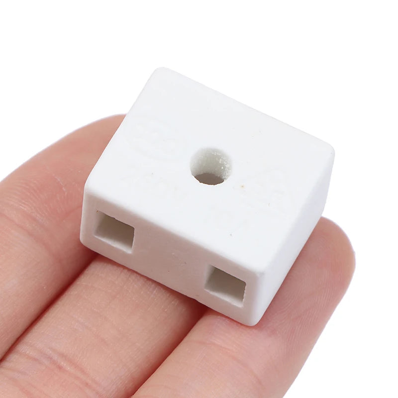 5PCS /Lot 2 Postion 5 Hole Ceramic Wiring Terminal Block High Frequency Porcelain Dual Row Wire Connector