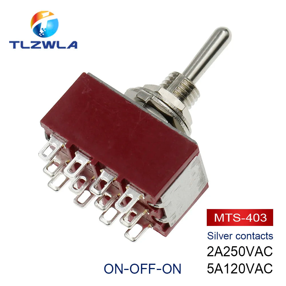 100PCS Toggle Switch SPDT DPDT Rocker Switch MTS 5A 6A 125V Self-Reset Switch 3A 250 AC 3 6PIN ON-ON ON-OFF-ON Starting Switch