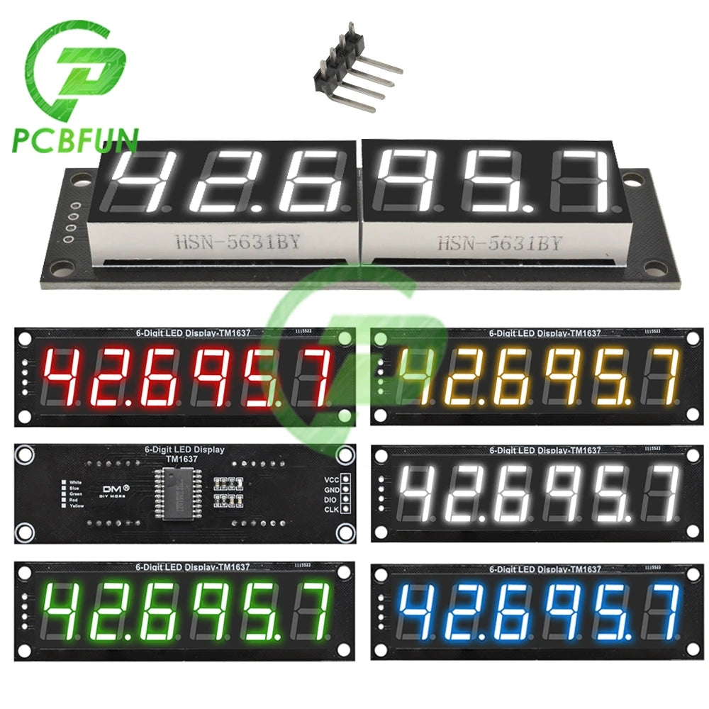 0.56 Inch TM1637 6 Digit 7 Segment 5V Digital Tube Module White/Red/Yellow/Green/Blue LED Display Module For Arduino