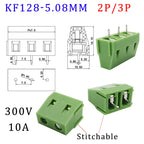 10Pcs KF128 2Pin 3Pin Screw Type PCB Terminal Block Wire Connector 2.54mm/3.5/3.96/5.0/5.08/7.5mm Straight Pin Splice Terminals