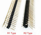 20pcs 2.54mm 1x40P Right Angle Extended Extra Long Pin 90d R1 R2 Optional Gold Single Row Breakable PCB Male Header Connector
