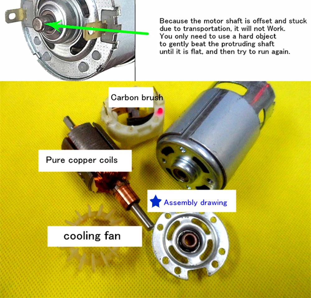 RS-775 DC 12V 24V 36V 48V 60V Dual Ball Bearing Motor 3400RPM 10000RPM 20000RPM Electric Tool DC Motor