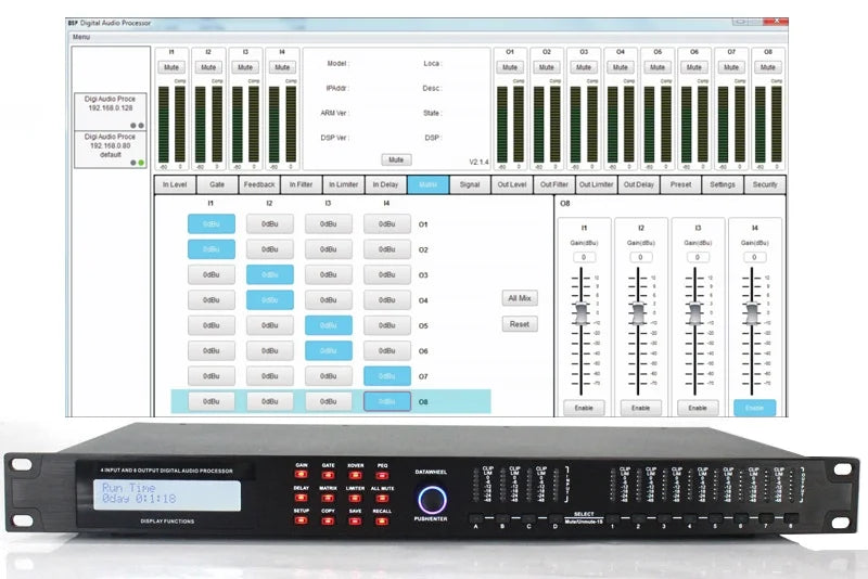 Sinbosen Digital audio processor 4 input 8 output loudspeaker management system AP48
