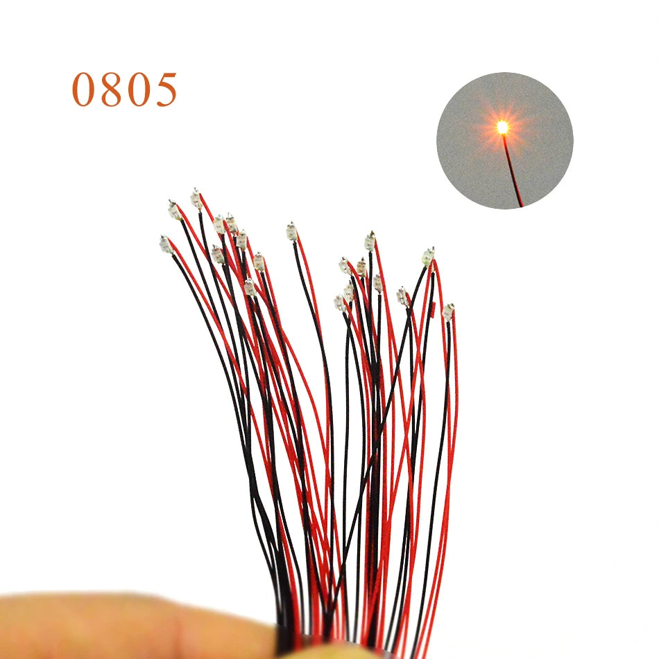 20pcs 12V 0805 1206 0603 Micro SMD Led Lamp Model Train DIY Model Making HO N OO Scale Pre-Soldered Micro Litz Wired Chip