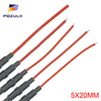 5*20MM 6*30mm Glass Tube Fuse Holder Screw Type Quick Blow 5X20MM Fuses with 22 20 18 16 14AWG Wire 250V for Car
