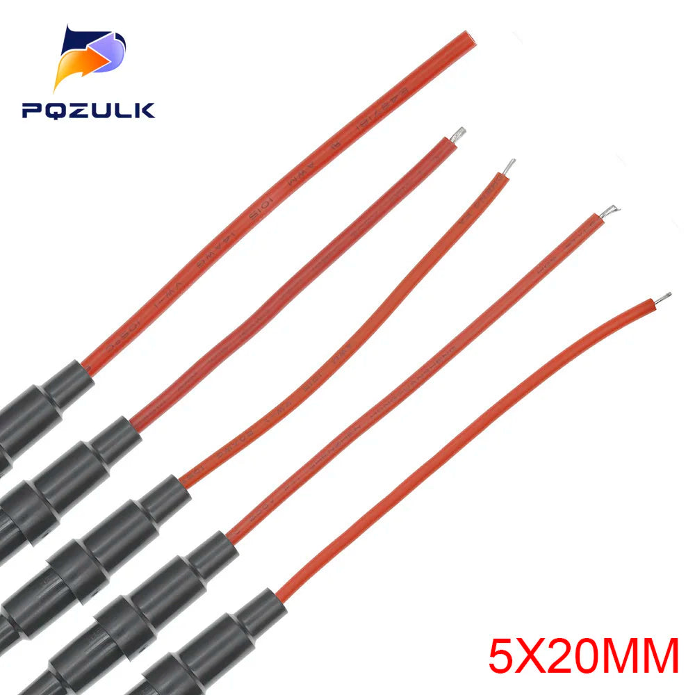 5*20MM 6*30mm Glass Tube Fuse Holder Screw Type Quick Blow 5X20MM Fuses with 22 20 18 16 14AWG Wire 250V for Car