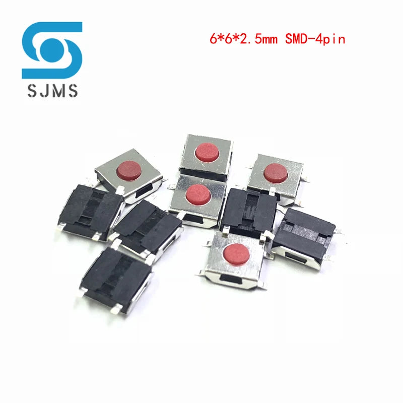 20/100PCS/LOT 6*6*2.5 / 3.1 / 3.7 / 4.3 mm SMD Switch 4 / 5 Pin feet Touch Micro Switch Push Button Switches Red 6X6 Tact Switch