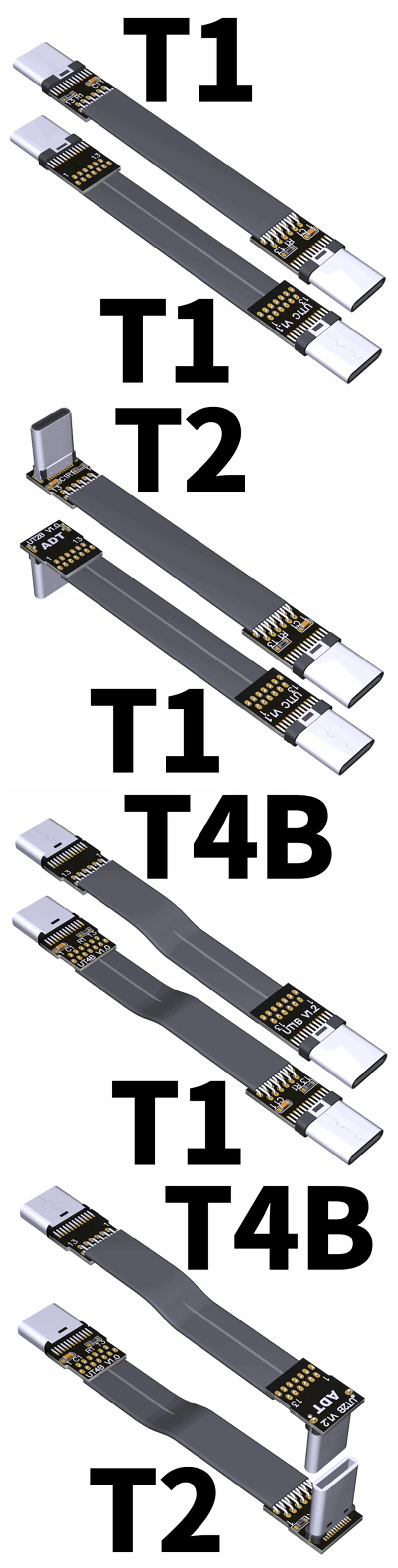 FPV USB3.1 Type-C USB-C FPC Ribbon Extension cable Multicopter Aerial Photography male/male flat cable Gen2 3CM 5CM 10CM 1M 2M