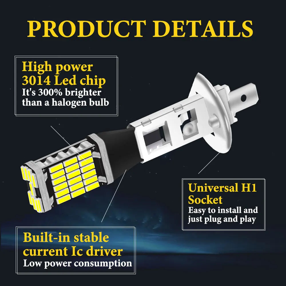Kevanly 2Pcs H1 H3 T10 W5W BA9S LED 10W 4012smd 24led Car Fog Limp Auto DRL Daytime Running Light Reading Plate Light 6500K 12v