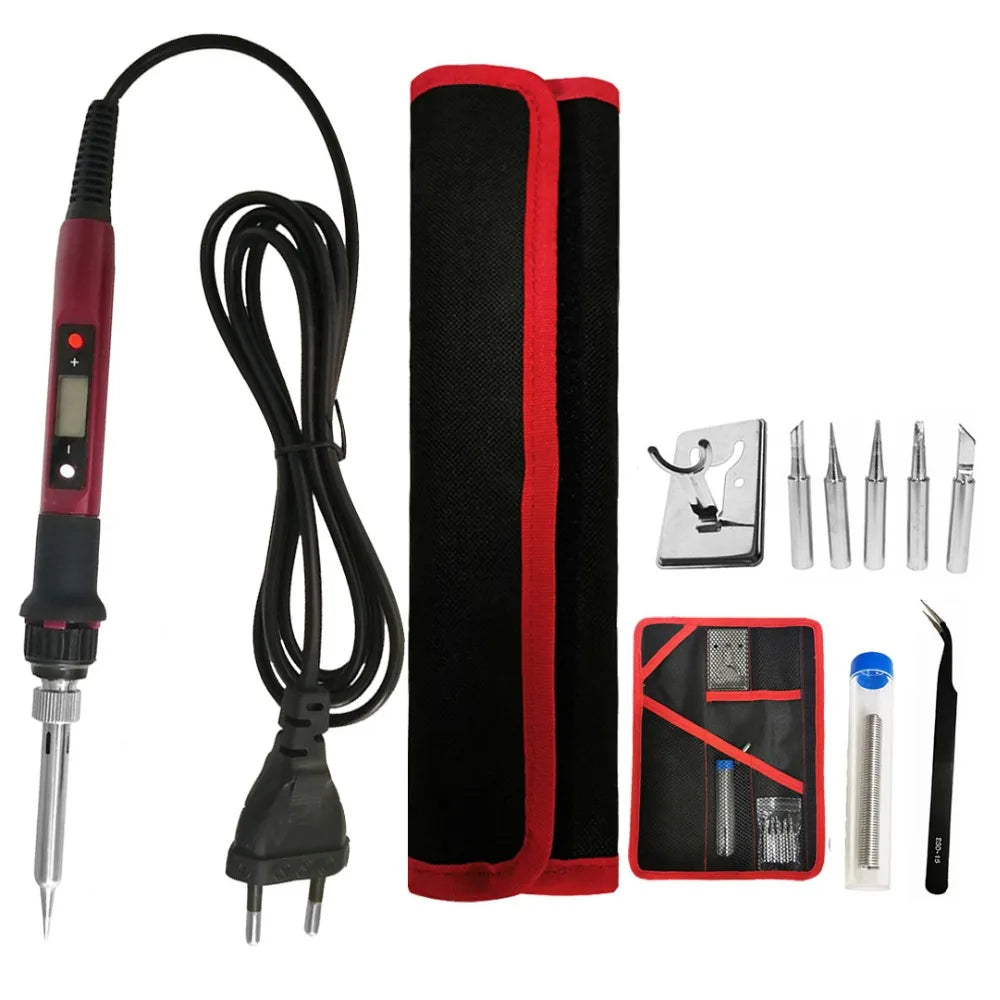 80W Digital Electric Soldering Iron Set Kit Temperature Adjustable 220V 110V  Ceramic Heater Soldering Tips Welding Tool  set