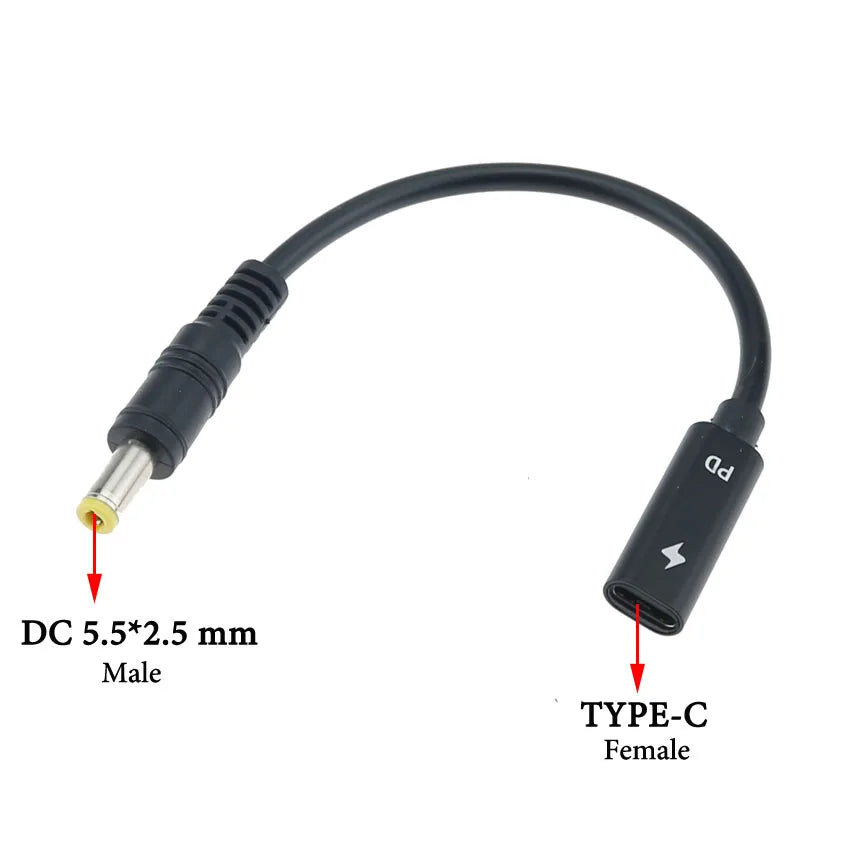 Cltgxdd USB 3.1 Type C Female to 4.0*1.35 5.5*2.5 4.5*3.0 4.0*1.7mm Male DC Plug Jack PD Power Charger Adapter Connector Cable