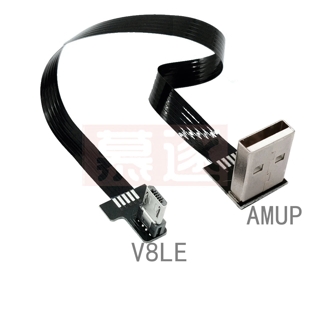 FPC Super Flat flexible Up & Down & Left & Right Angled 90 Degree USB Micro USB Male to USB male FPV Data Charge connector Cable