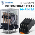 Relay MY4P HH54P MY4NJ Coil General DPDT Micro Mini Electromagnetic Relay Switch with Socket Base LED AC 110V 220V DC 12V 24V