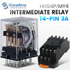 Relay MY4P HH54P MY4NJ Coil General DPDT Micro Mini Electromagnetic Relay Switch with Socket Base LED AC 110V 220V DC 12V 24V