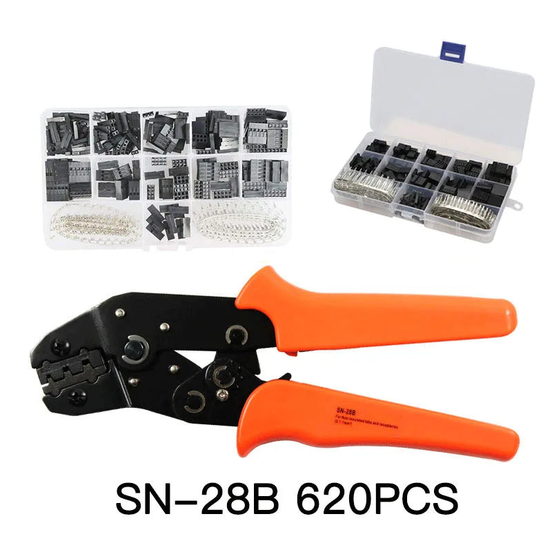 SN-28B 620PCS Dupont Crimping Tool Kit Pliers Ferrule Crimper Wire Tool JST-XH Terminals Set 2.54mm Pitch Female Pin Header