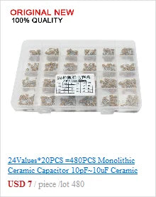 33ValuesX 20PCS=660PCS 1206 SMD Resistor Kit Assorted Kit 1ohm-1M Ohm 1%  Sample Kit