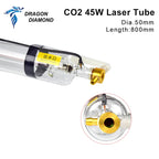 40W-45W Co2 Laser Tube Metal Head Glass Pipe Length 800mm Lamp Diameter 50mm High Power For CO2 Laser Engraving Cutting Machine